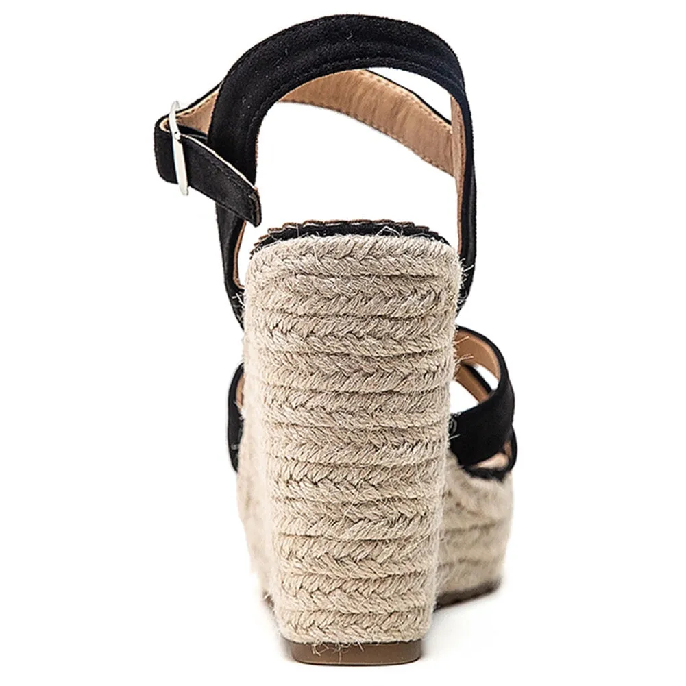 Cross-strap Wedge Sandals